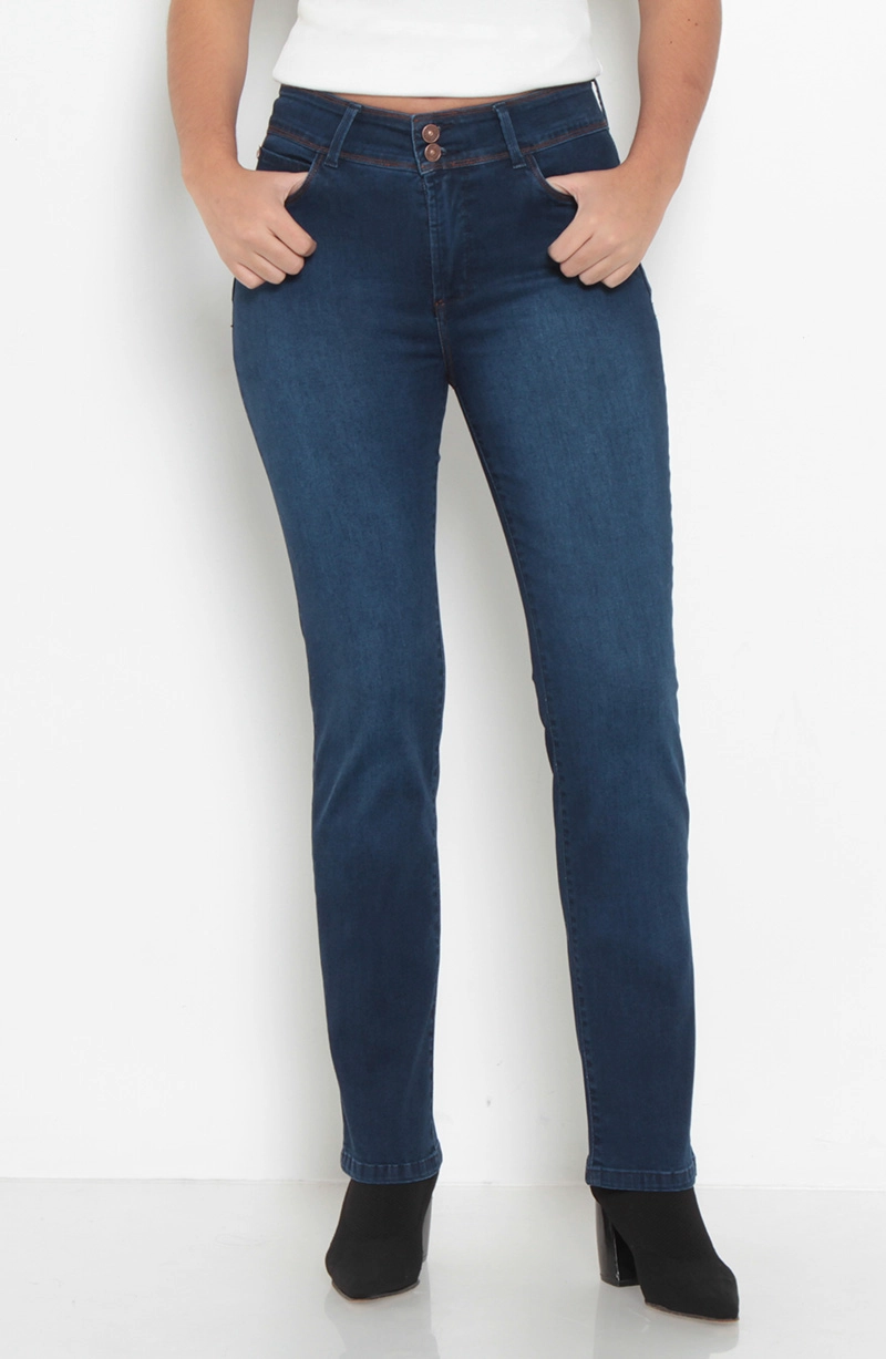 JEANS MUJER  PITILLO PUSH UP TIRO ALTO PRETINA MEDIA - 1