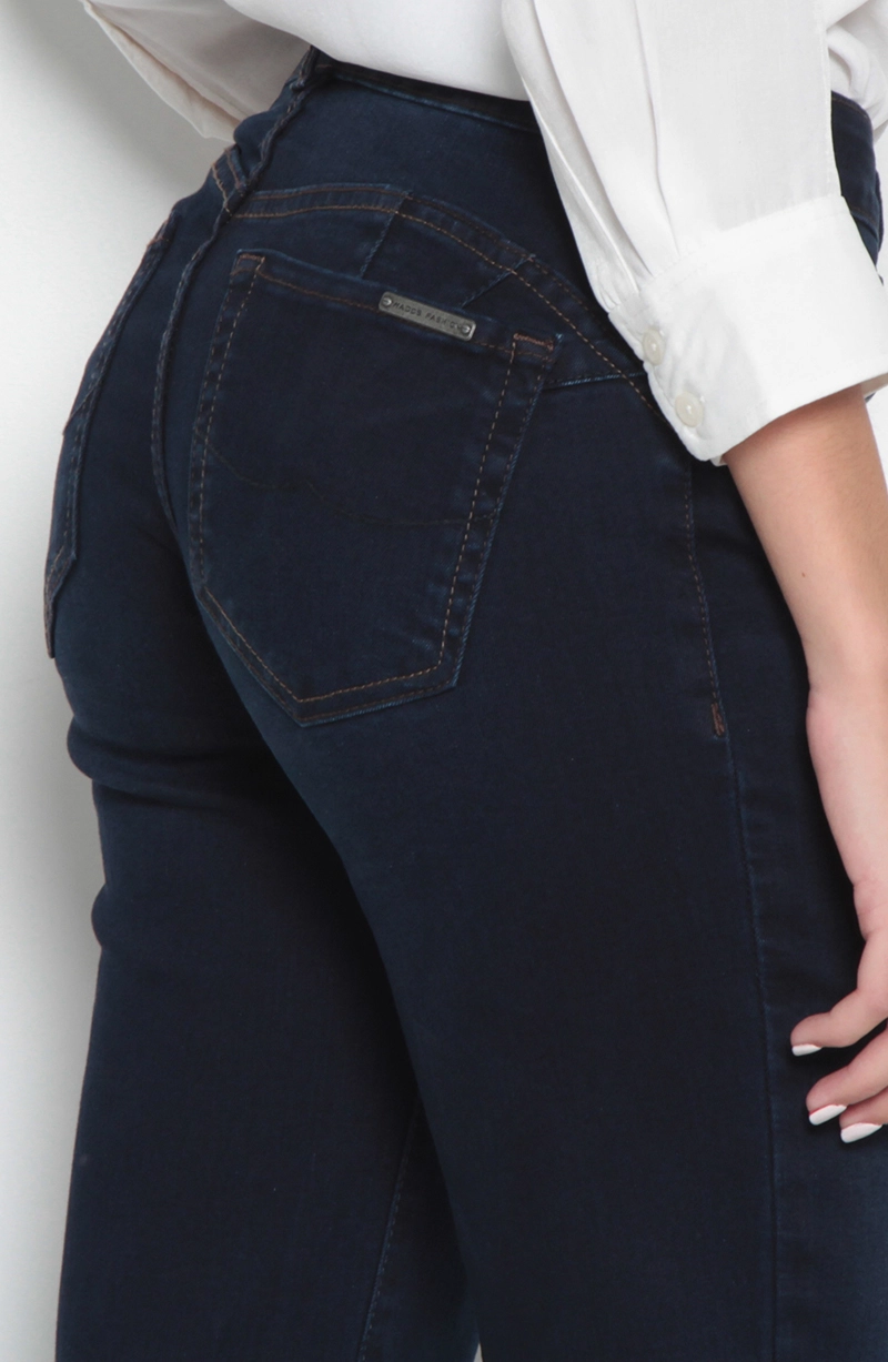 JEANS MUJER RECTO TIRO MEDIO PRETINA BASICA UN BOTON - 7