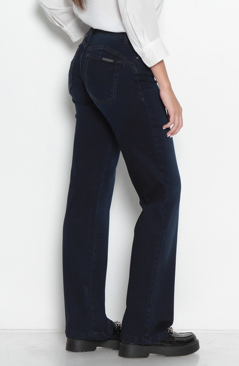 JEANS MUJER RECTO TIRO MEDIO PRETINA BASICA UN BOTON - 8