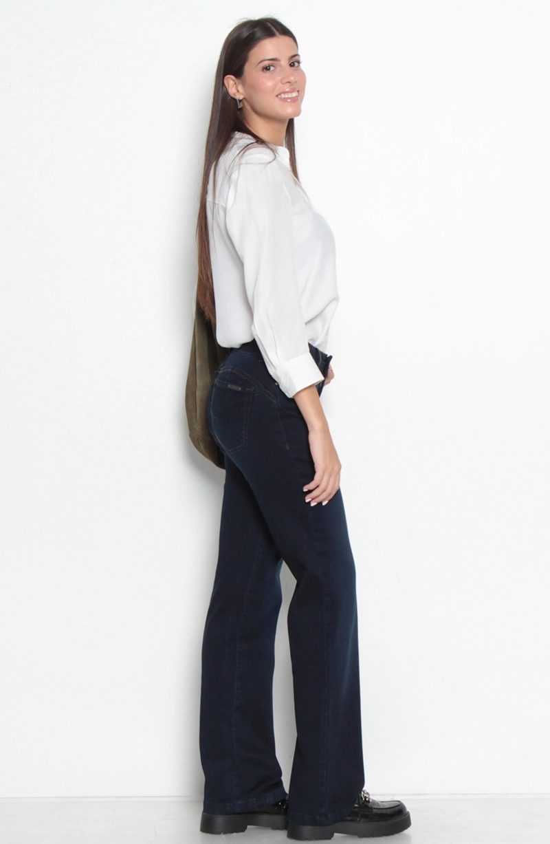 JEANS MUJER RECTO TIRO MEDIO PRETINA BASICA UN BOTON - 9