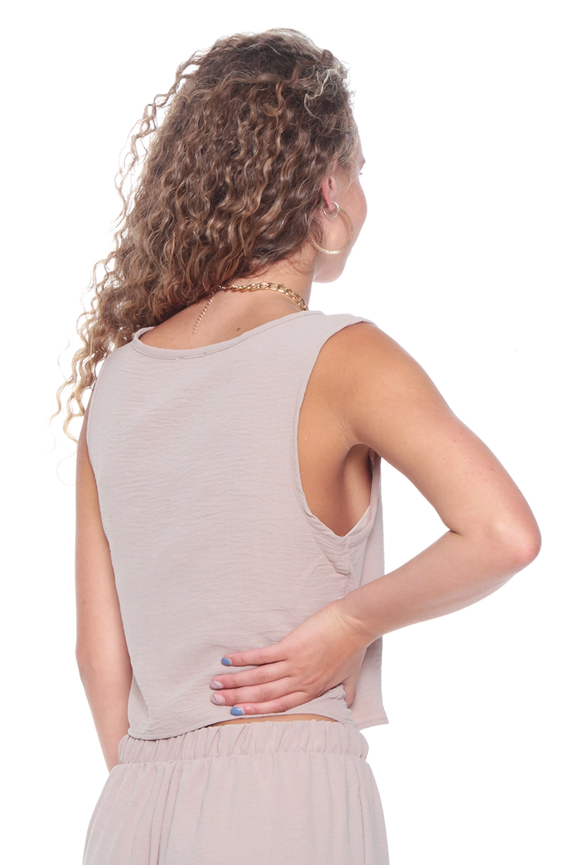CONJUNTO VEST Y PANTALON WIDE LEG PRETINA ELASTICADA - 4