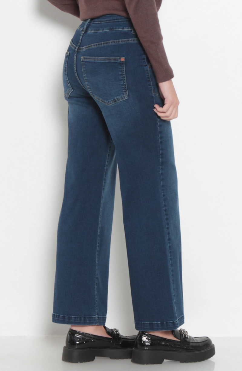 JEANS MUJER CROP CARGO PRETINA ALTA DOS BOTONES - 5