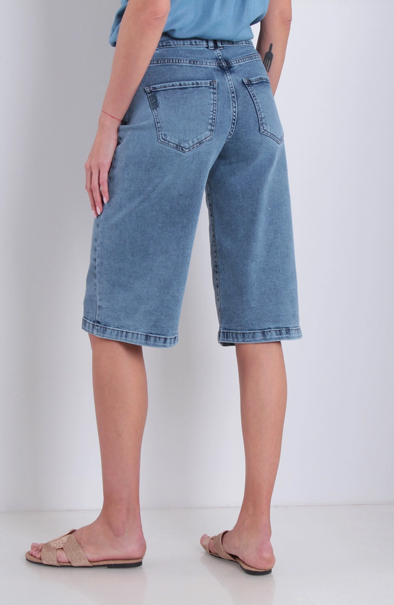BERMUDA JORT DENIM TIRO ALTO PRETINA INTERNA 2 BOTONES - 4