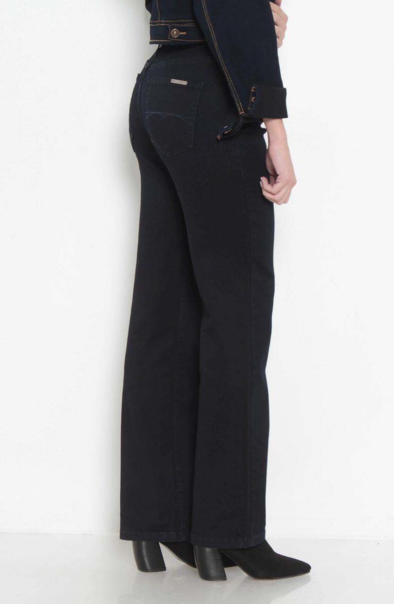 JEANS MUJER RECTO TIRO ALTO PRETINA BASICA CON UN BOTON - 6