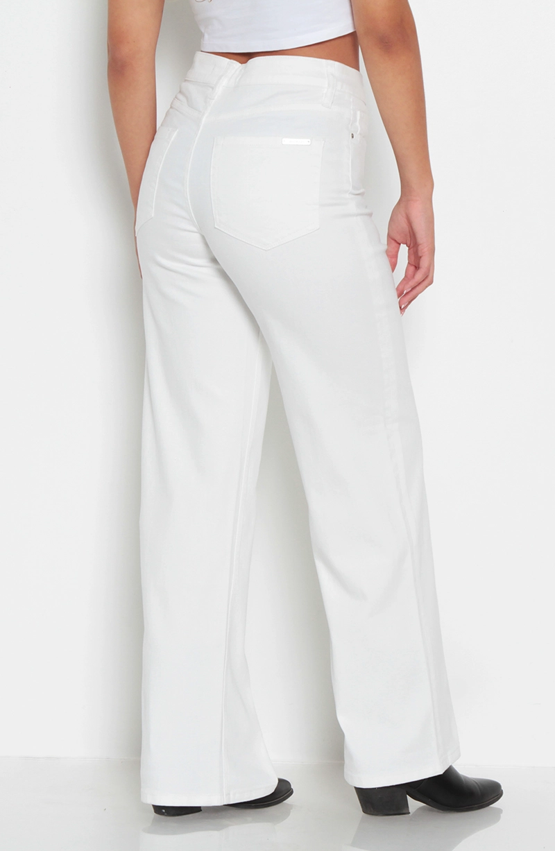JEANS MUJER  COLOR WIDE LEG TIRO ALTO PRETINA BASICA 1 BOTON - 7