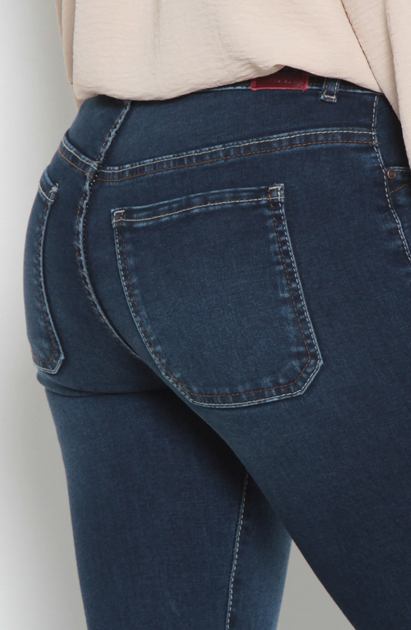 JEANS MUJER CARGO PIERNA FLARE TIRO ALTO PRETINA MEDIA - 6