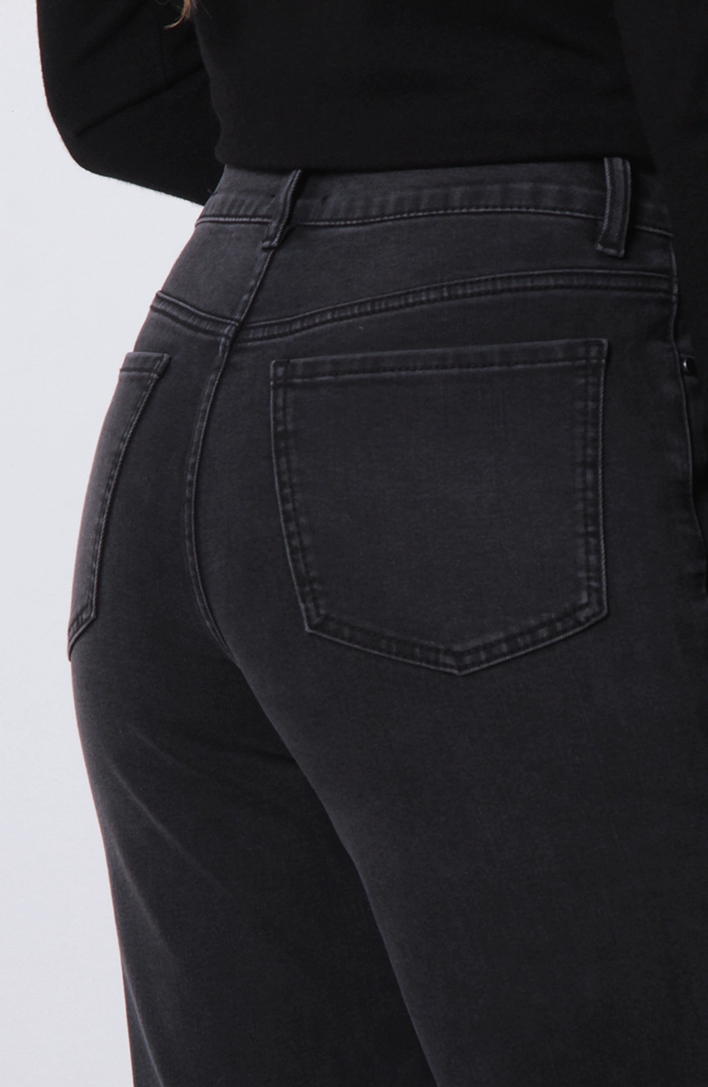 JEANS RECTO TIRO ALTO PRETINA BASICA 1 BOTON - 6