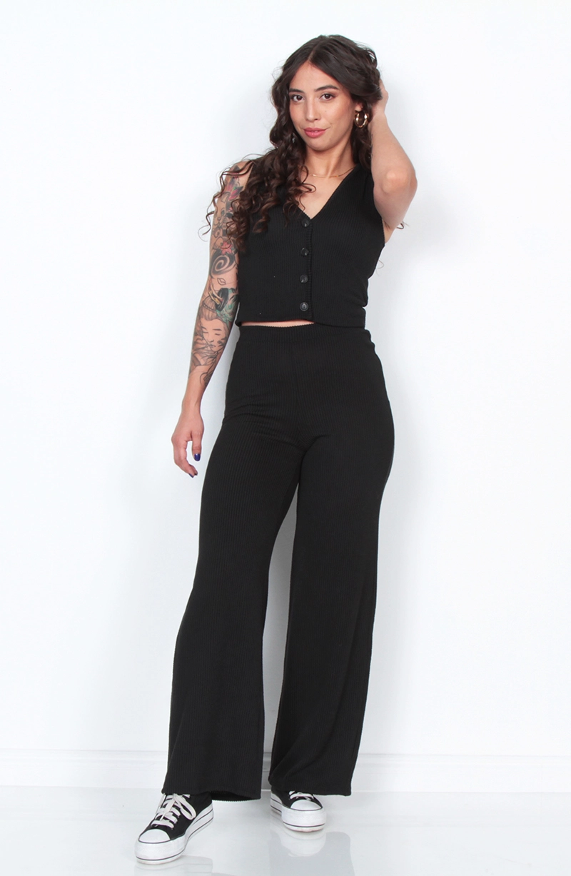 CONJUNTO VEST Y PANTALON SOLIDO - 1