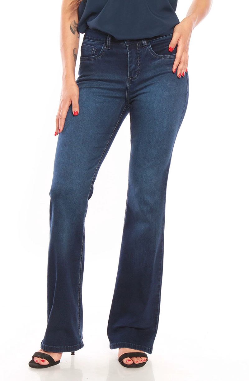 JEANS MUJER TIRO MEDIO  PRETINA  BOLSILLO TAPETA FALSA - 1
