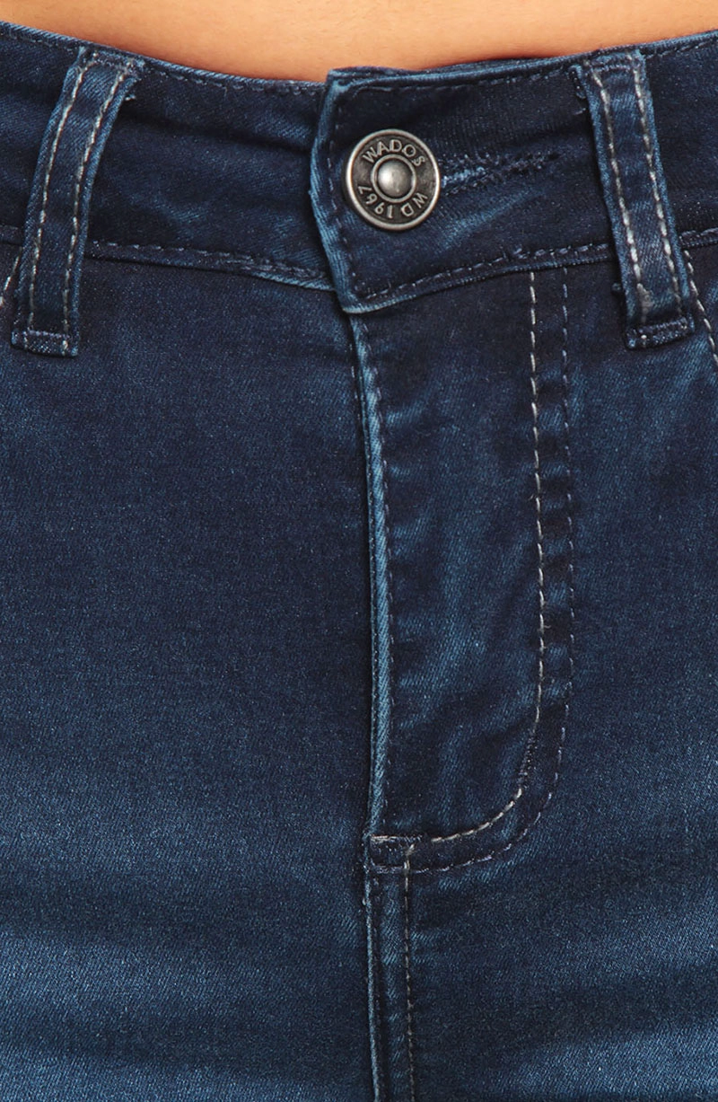 JEANS MUJER TIRO MEDIO  PRETINA  BOLSILLO TAPETA FALSA - 3