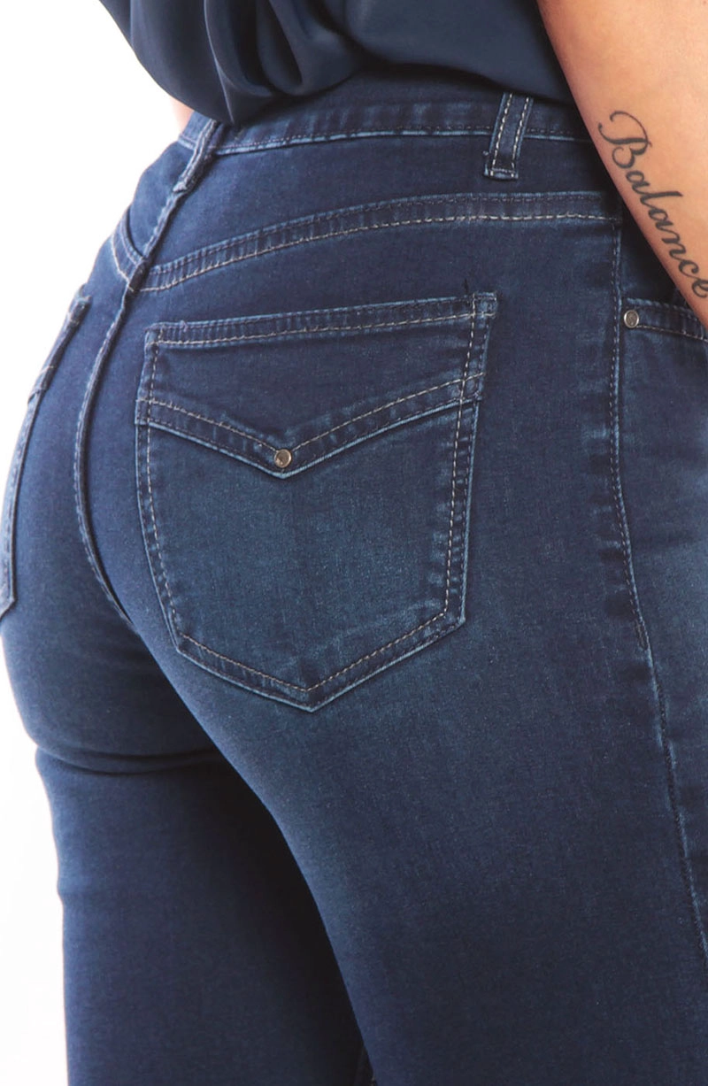 JEANS MUJER TIRO MEDIO  PRETINA  BOLSILLO TAPETA FALSA - 7