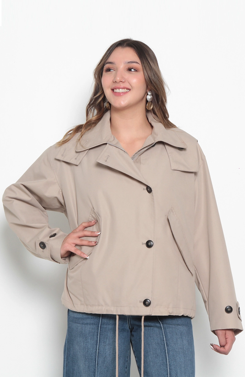 CHAQUETA MANGA LARGA CRUZADA  CON BOLSILLOS - 1