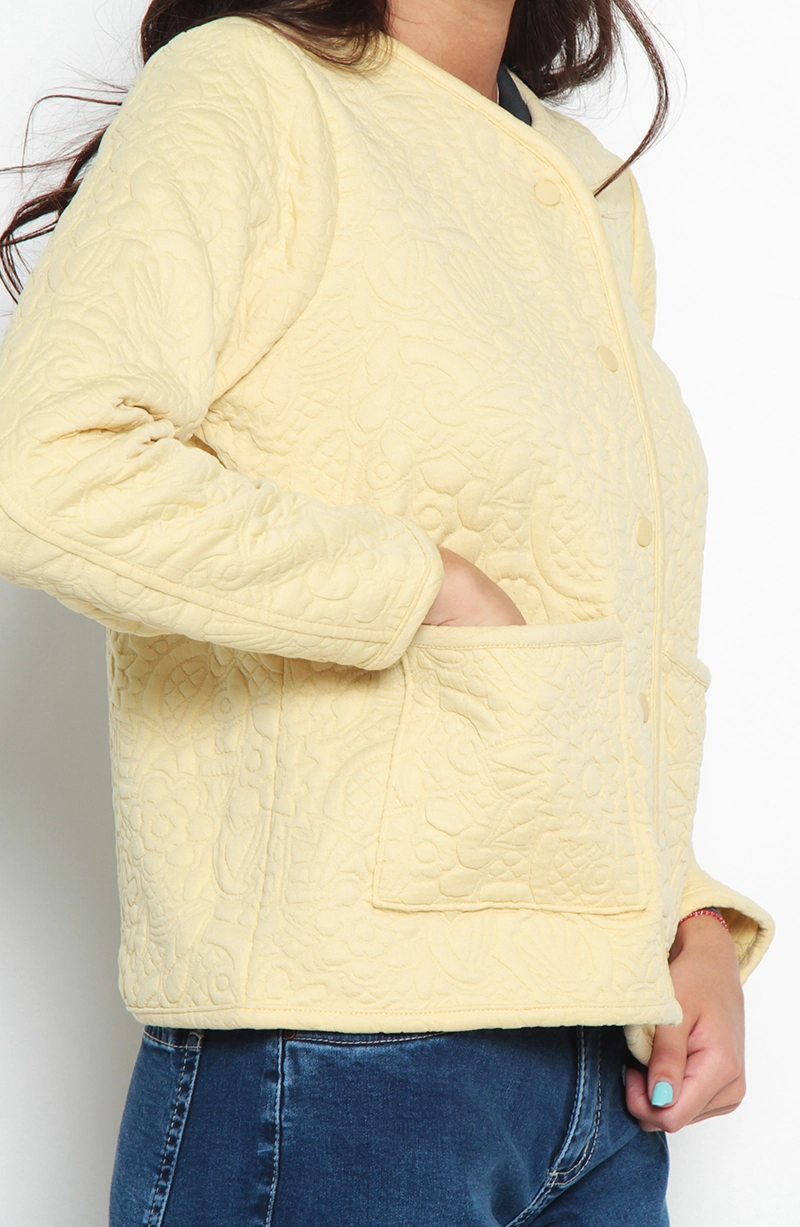 CHAQUETA MANGA LARGA ABOTONADA ESCOTE REDONDO CON BOLSILLOS - 3