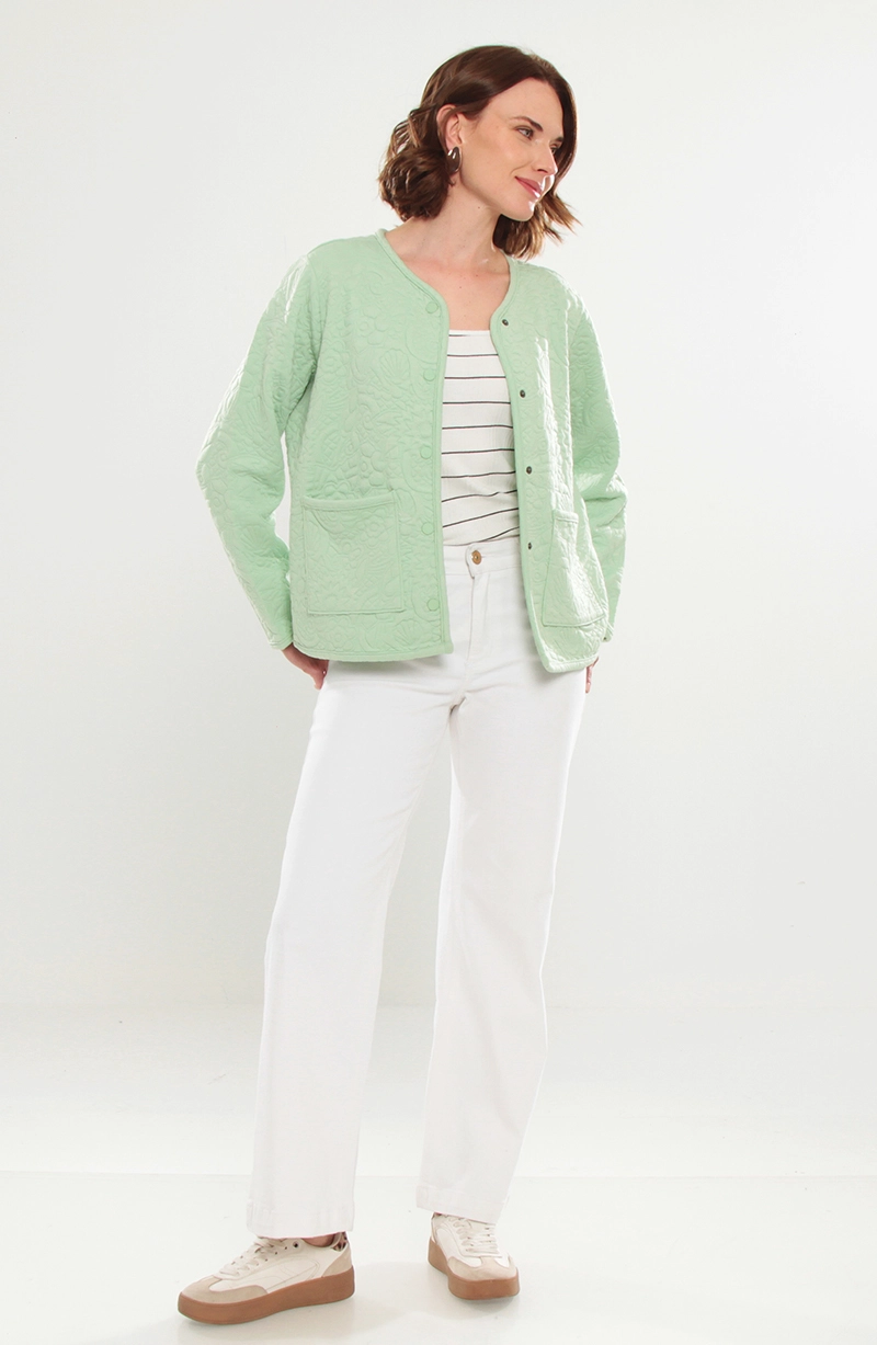 CHAQUETA MANGA LARGA ABOTONADA ESCOTE REDONDO CON BOLSILLOS - 7