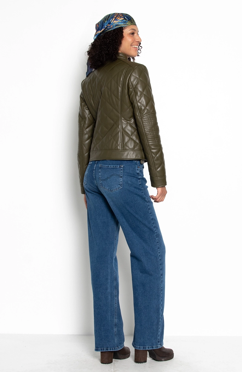 CHAQUETA MANGA LARGA ECOCUERO DIAMOND CON BOLSILLOS - 6