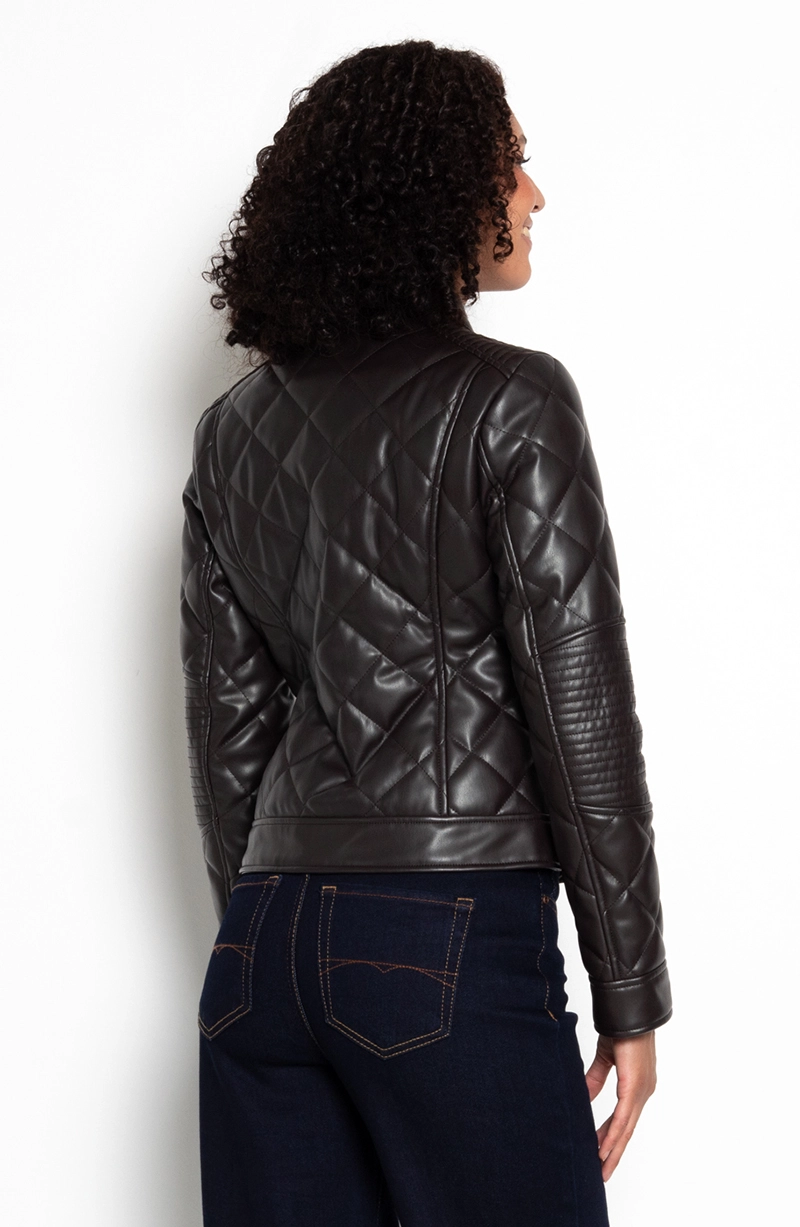 CHAQUETA MANGA LARGA ECOCUERO DIAMOND CON BOLSILLOS - 6