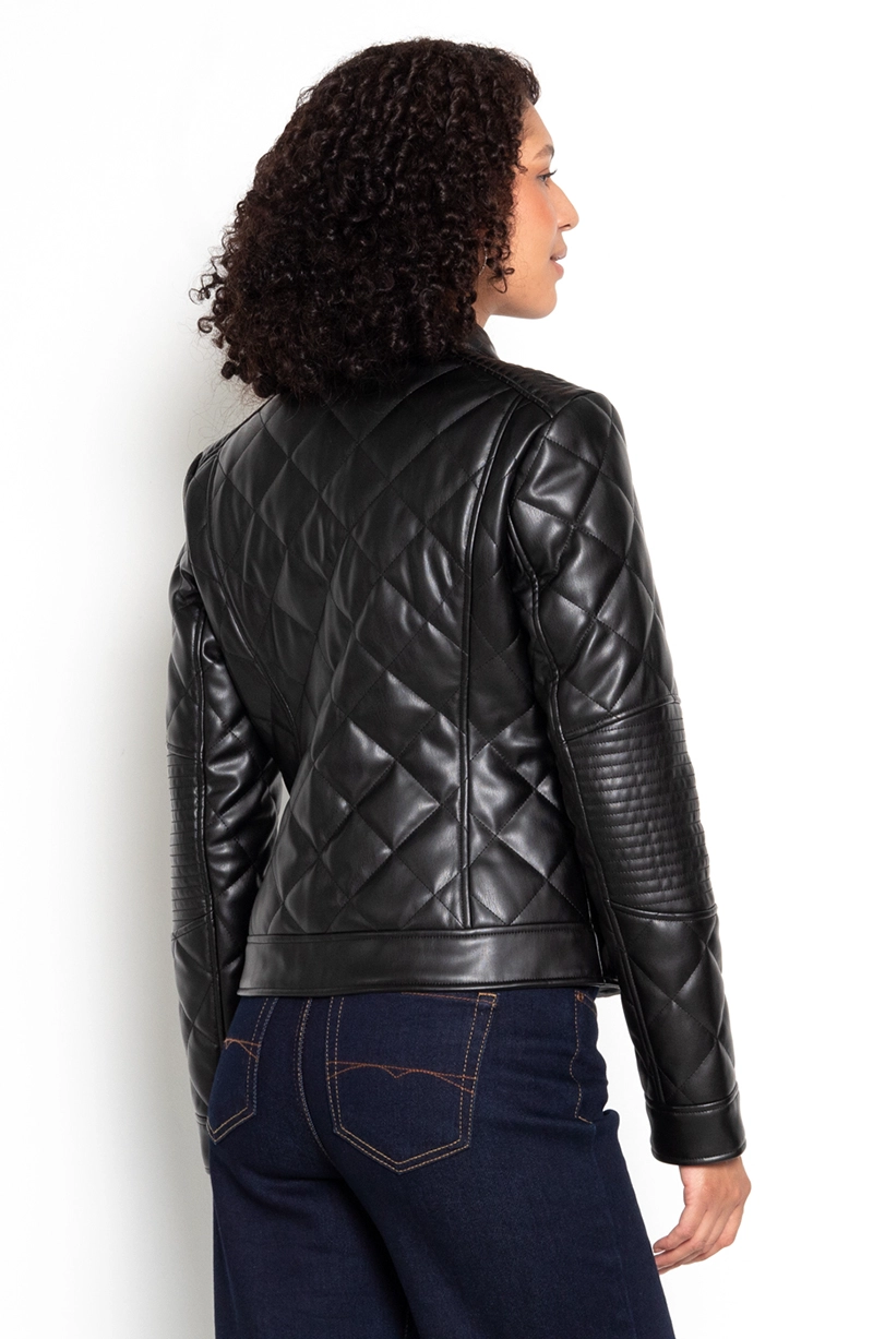 CHAQUETA MANGA LARGA ECOCUERO DIAMOND CON BOLSILLOS - 6