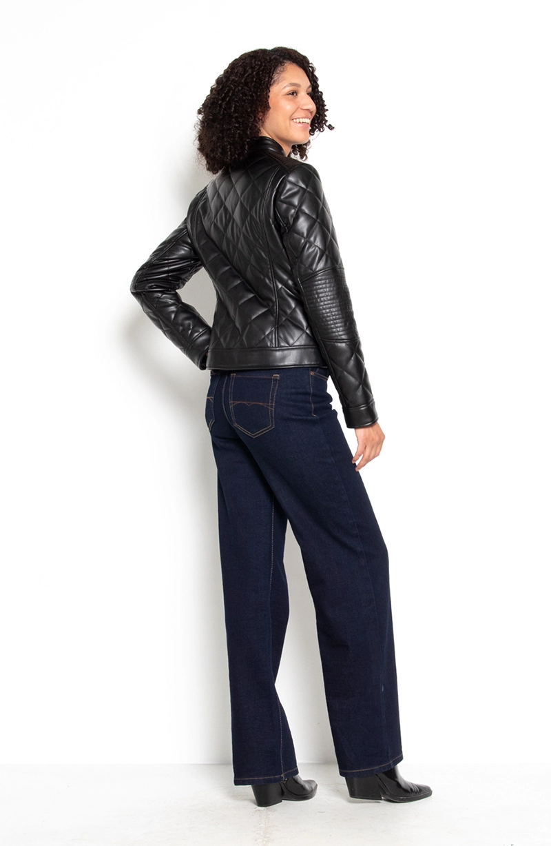 CHAQUETA MANGA LARGA ECOCUERO DIAMOND CON BOLSILLOS - 7