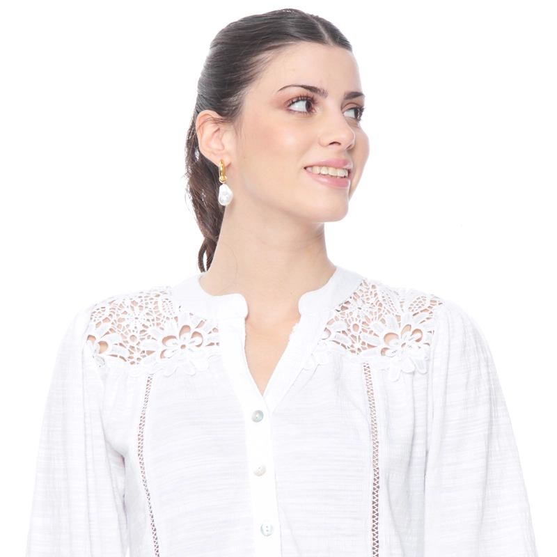 BLUSA MANGA 3/4 CON BRODERY EN DELANTERO Y ESPALDA ESCOTE V - 2