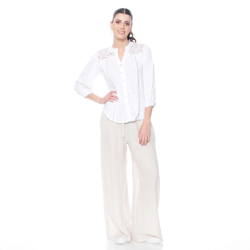 BLUSA MANGA 3/4 CON BRODERY EN DELANTERO Y ESPALDA ESCOTE V - 6
