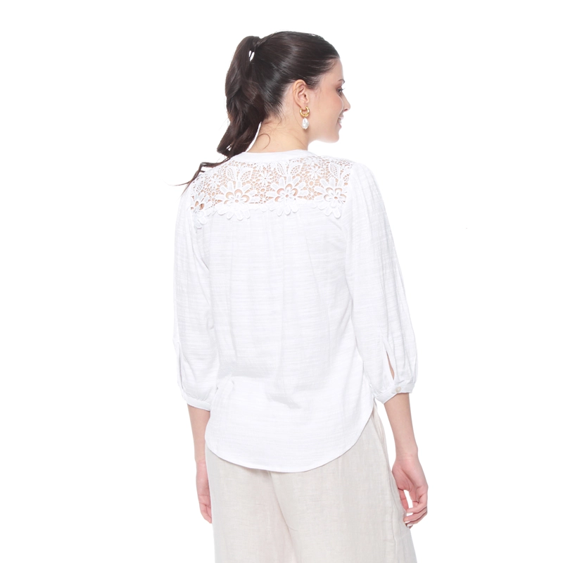 BLUSA MANGA 3/4 CON BRODERY EN DELANTERO Y ESPALDA ESCOTE V - 7