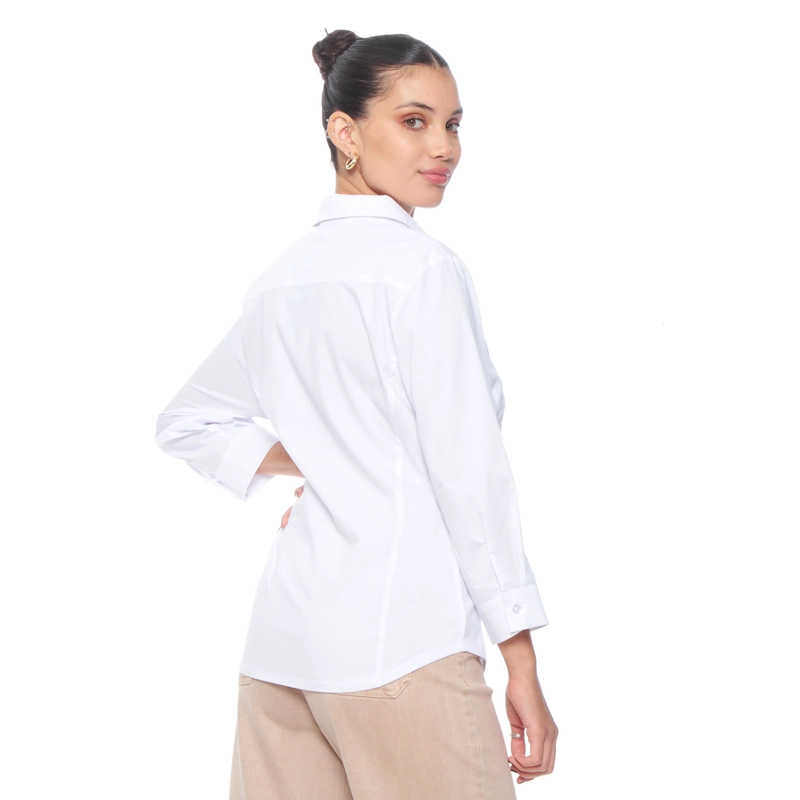 BLUSA MANGA 3/4 ABOTONADA EN DELANTERO CON RIB EN COSTADO - 7