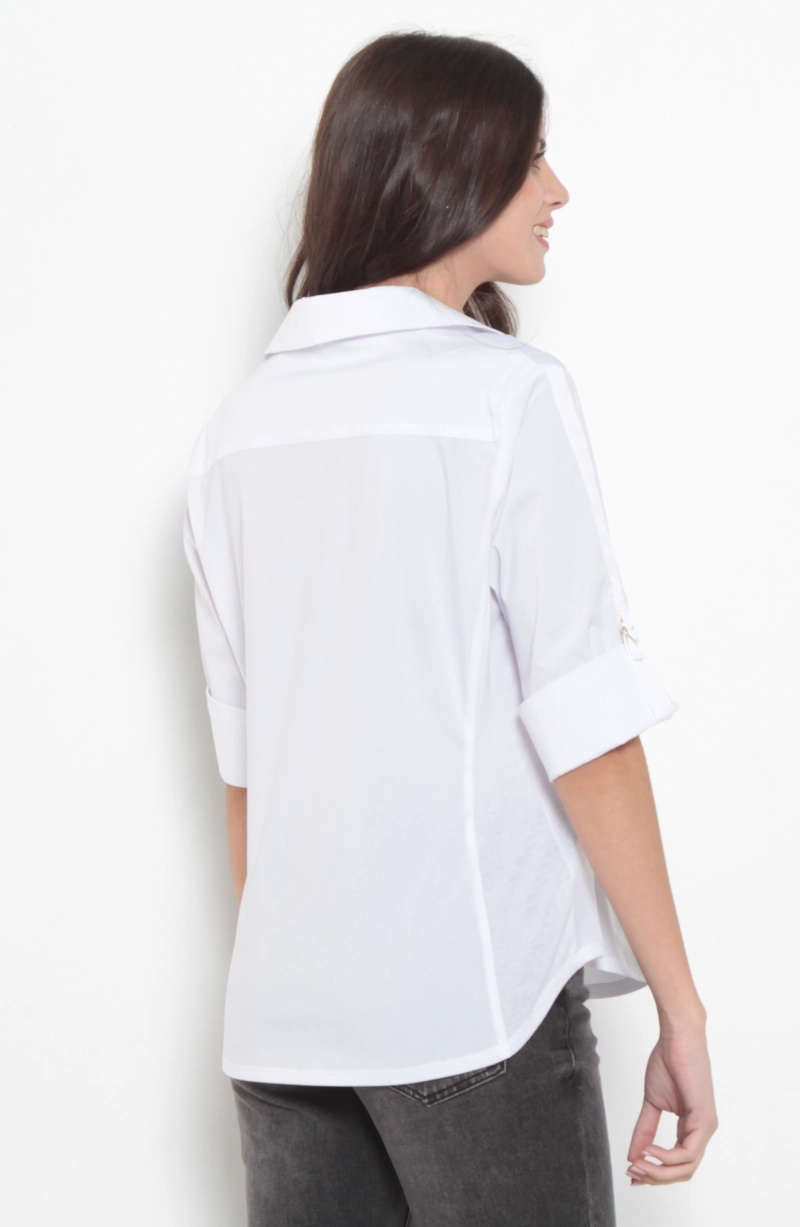 BLUSA MANGA 3/4 ESCOTE V CON BOLSILLOS - 7