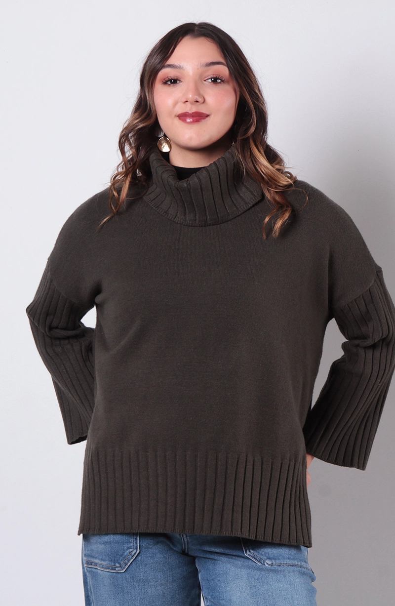 SWEATER MANGA LARGA CUELLO ALTO - 1