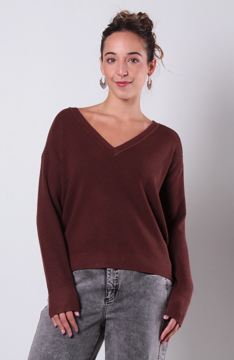 SWEATER MANGA LARGA ESCOTE V - 1