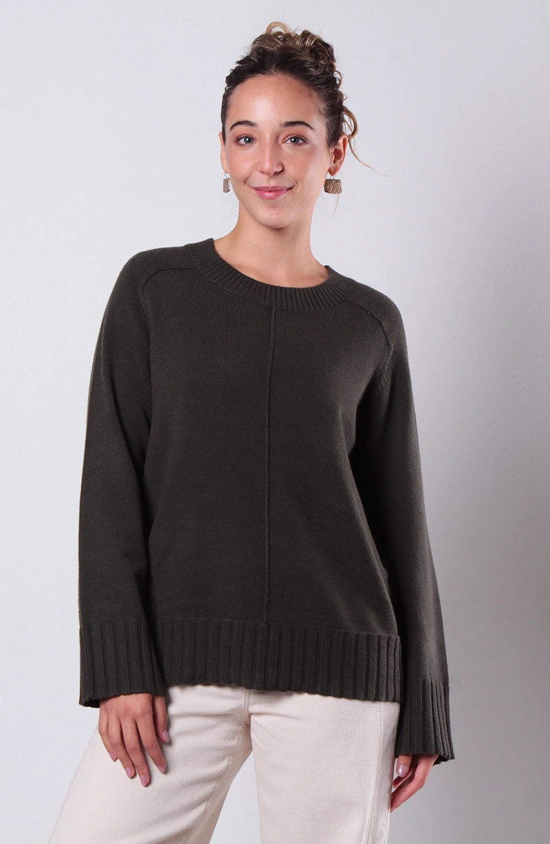 SWEATER MANGA LARGA ESCOTE REDONDO CON TEXTURA - 1