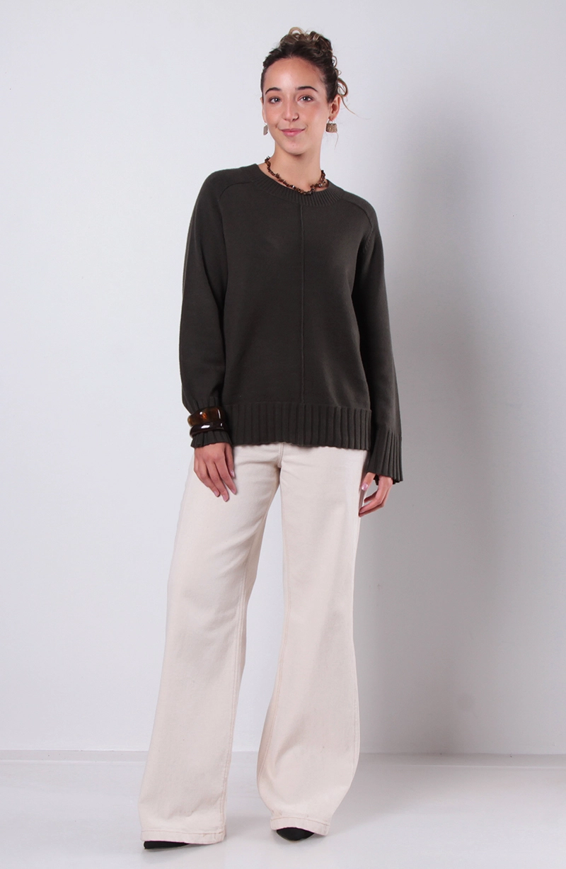 SWEATER MANGA LARGA ESCOTE REDONDO CON TEXTURA - 4