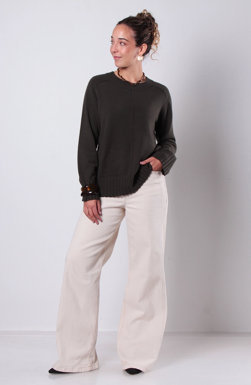 SWEATER MANGA LARGA ESCOTE REDONDO CON TEXTURA - 5
