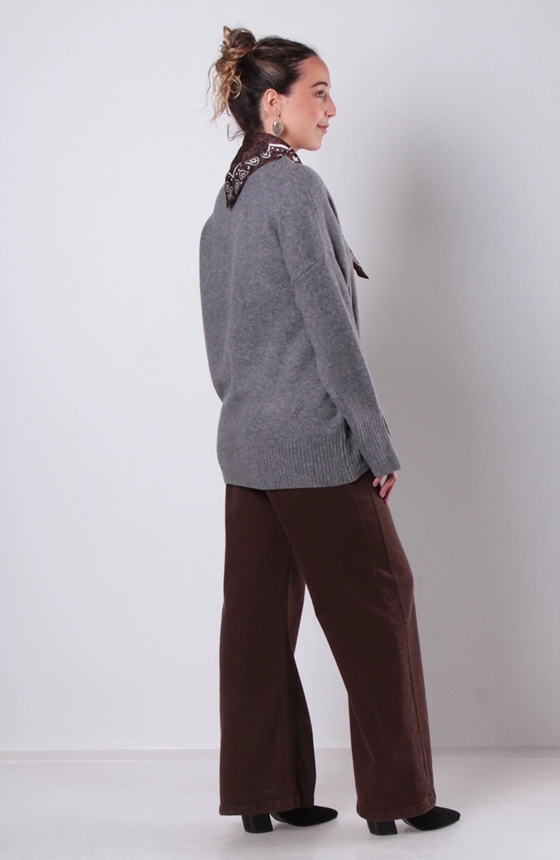 SWEATER MANGA LARGA ESCOTE V - 6