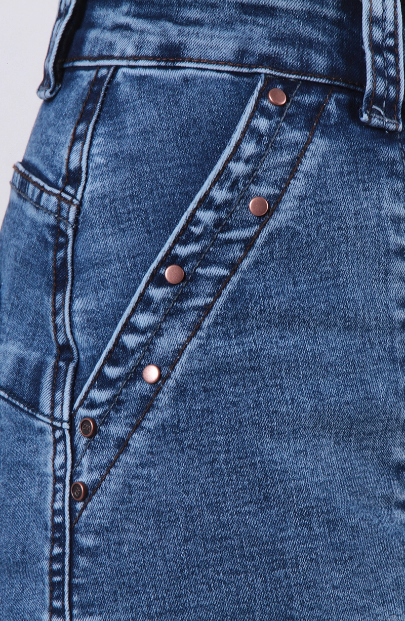 JEANS MUJER CARGO RECTO TIRO ALTO PRETINA UN BOTON - 2