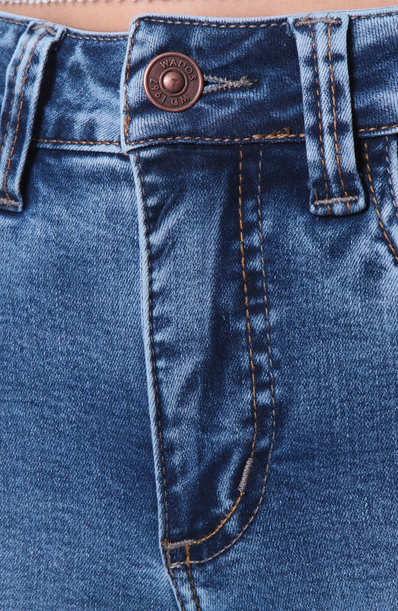 JEANS MUJER RECTO TIRO ALTO  PRETINA BASICA PUSH IN PUSH UP - 2
