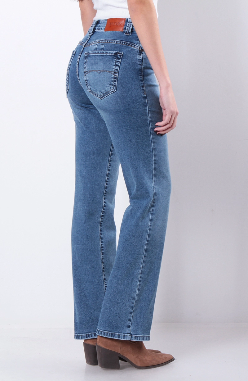 JEANS MUJER RECTO TIRO ALTO  PRETINA BASICA PUSH IN PUSH UP - 6
