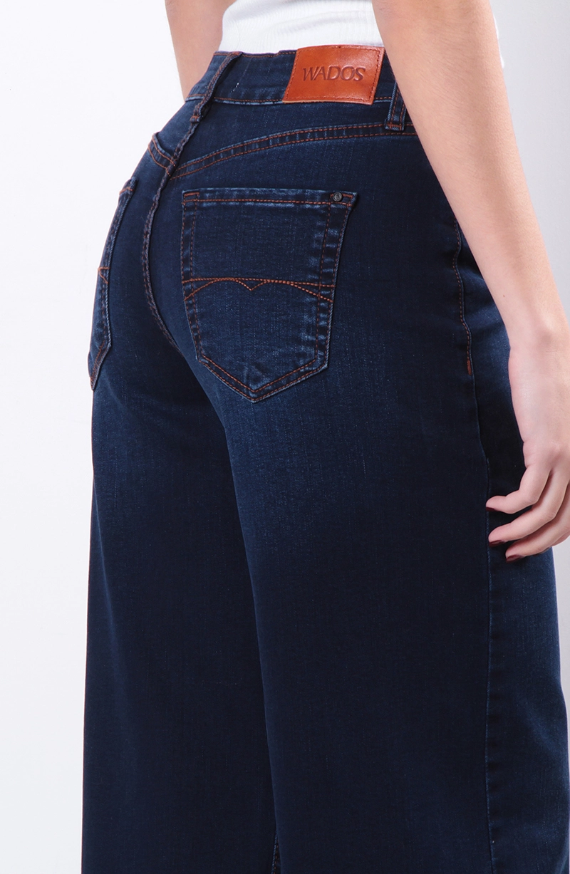 JEANS MUJER BASICO WIDE TIRO MEDIO PRETINA UN BOTON - 7