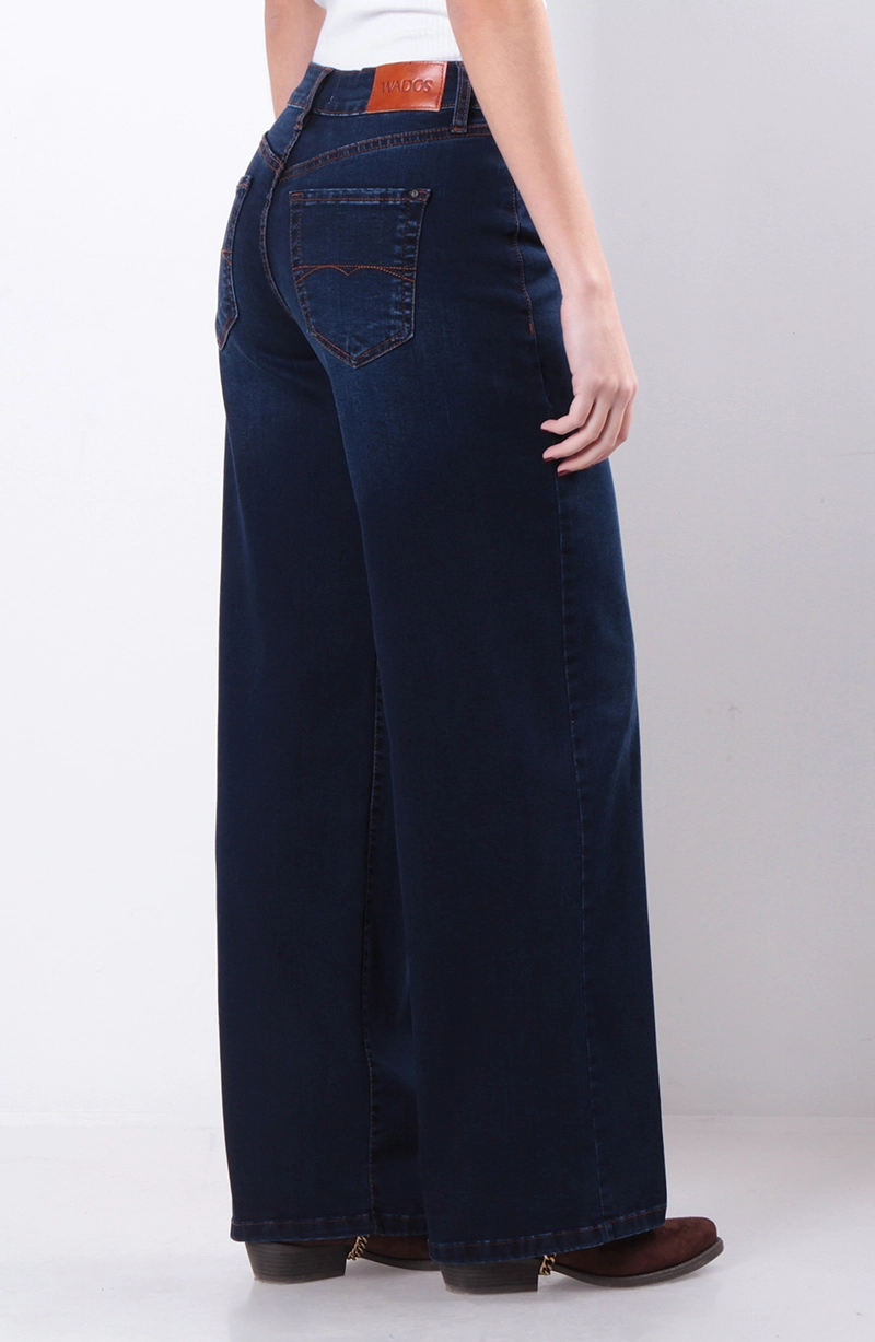 JEANS MUJER BASICO WIDE TIRO MEDIO PRETINA UN BOTON - 8