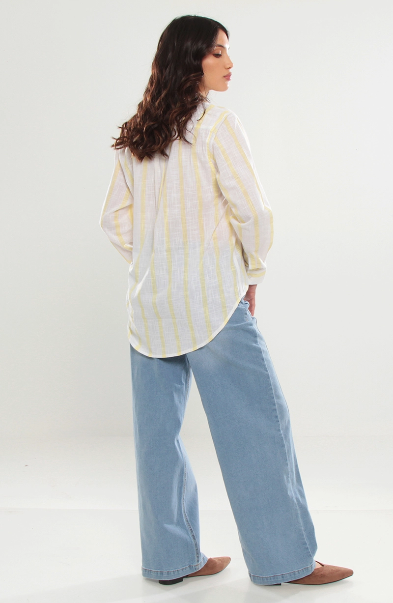 BLUSA LISTADA MANGA LARGA ABOTONADA EN DELANTERO - 4