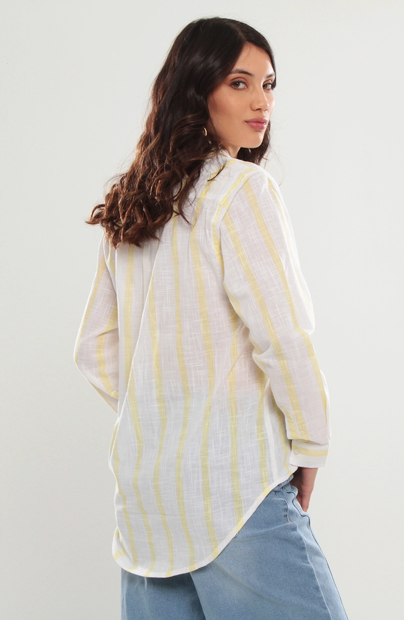 BLUSA LISTADA MANGA LARGA ABOTONADA EN DELANTERO - 5