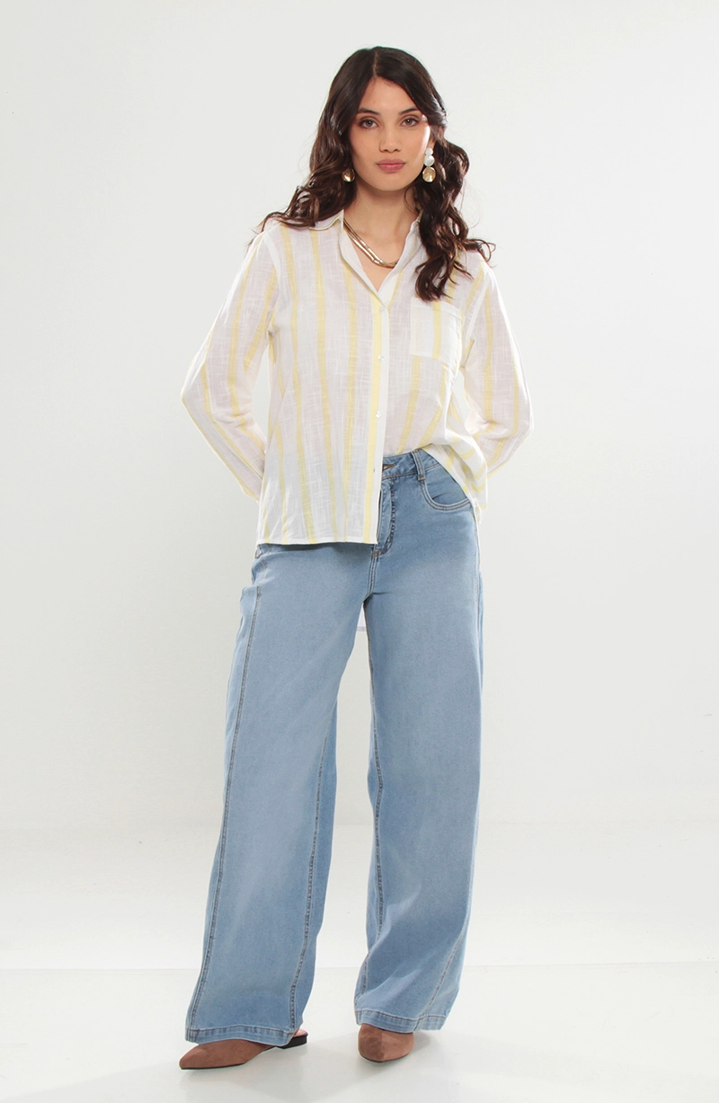 BLUSA LISTADA MANGA LARGA ABOTONADA EN DELANTERO - 8
