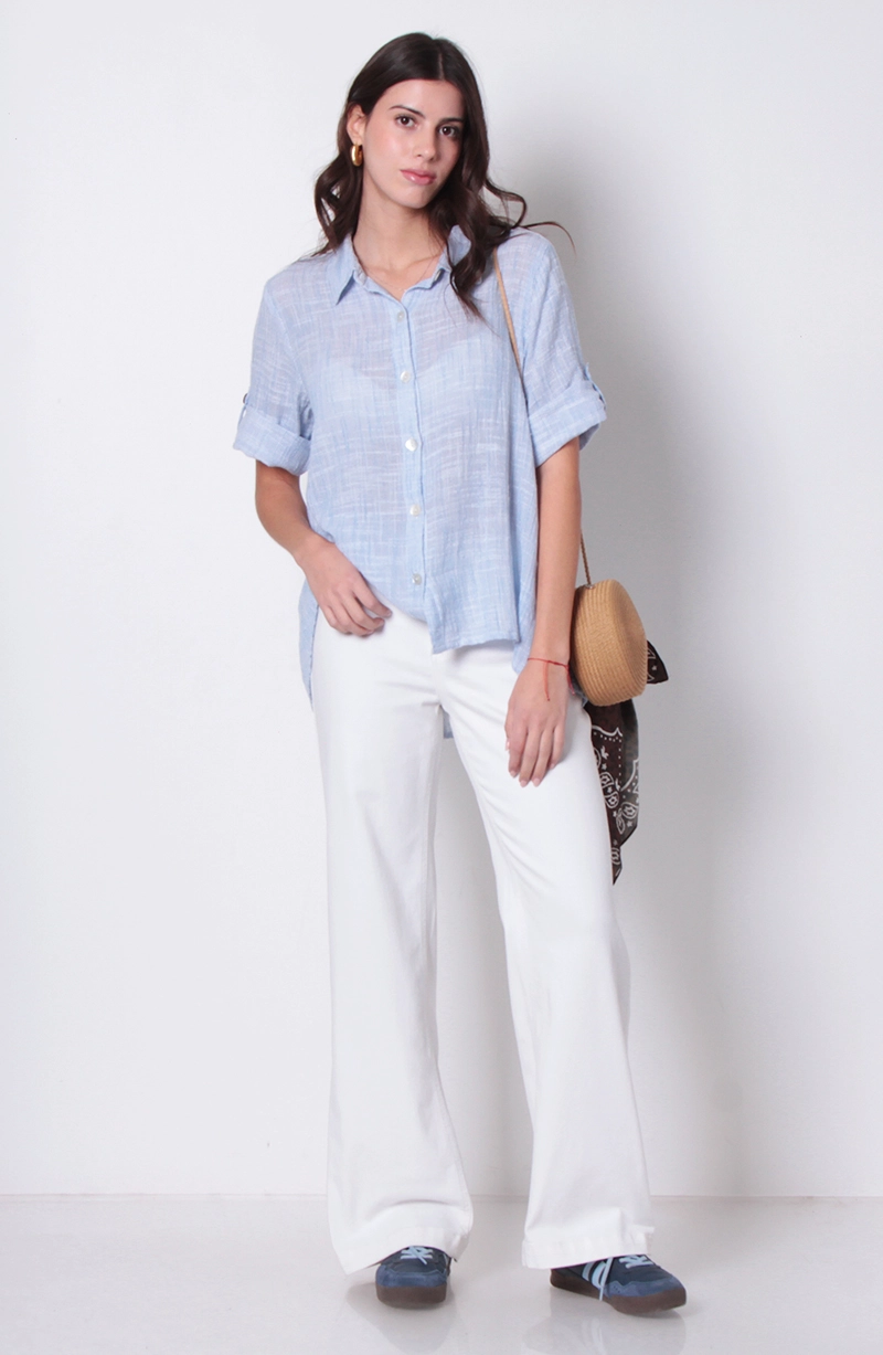BLUSA MANGA 3/4 ABOTONADA EN DELANTERO - 4