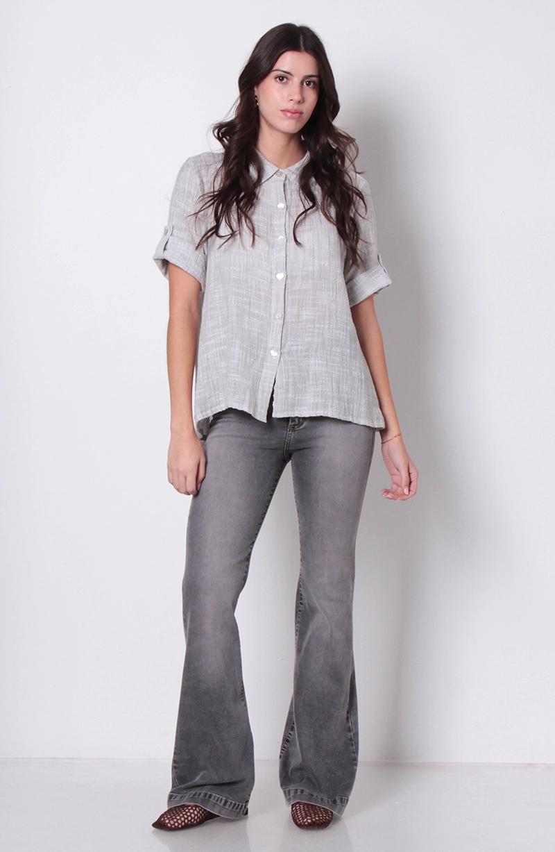 BLUSA MANGA 3/4 ABOTONADA EN DELANTERO - 5