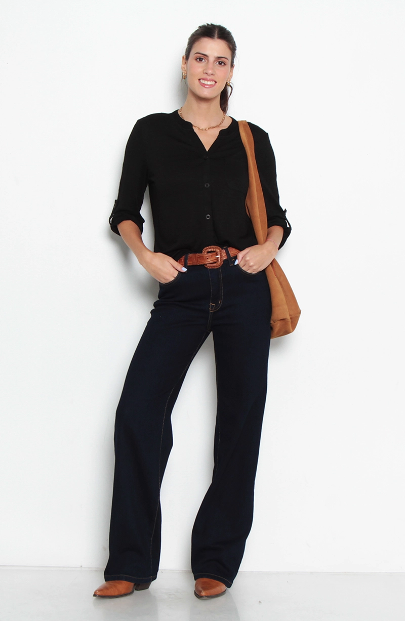 BLUSA MANGA 3/4 ABOTONADO EN DELANTERO CON BOLSILLO ESCOTE V - 4