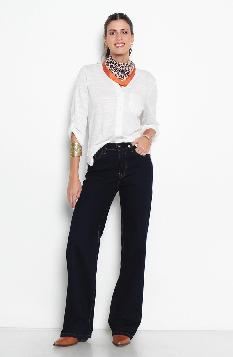 BLUSA MANGA 3/4 ABOTONADO EN DELANTERO CON BOLSILLO ESCOTE V - 4