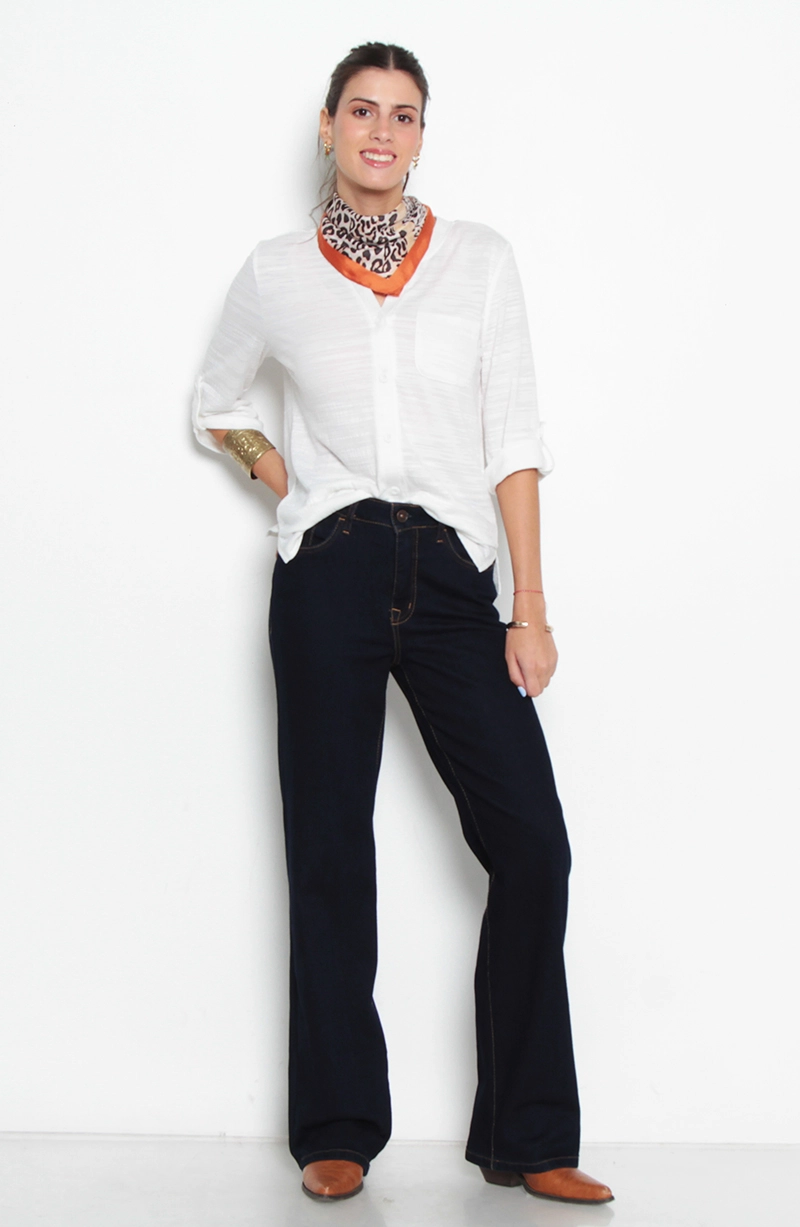 BLUSA MANGA 3/4 ABOTONADO EN DELANTERO CON BOLSILLO ESCOTE V - 5