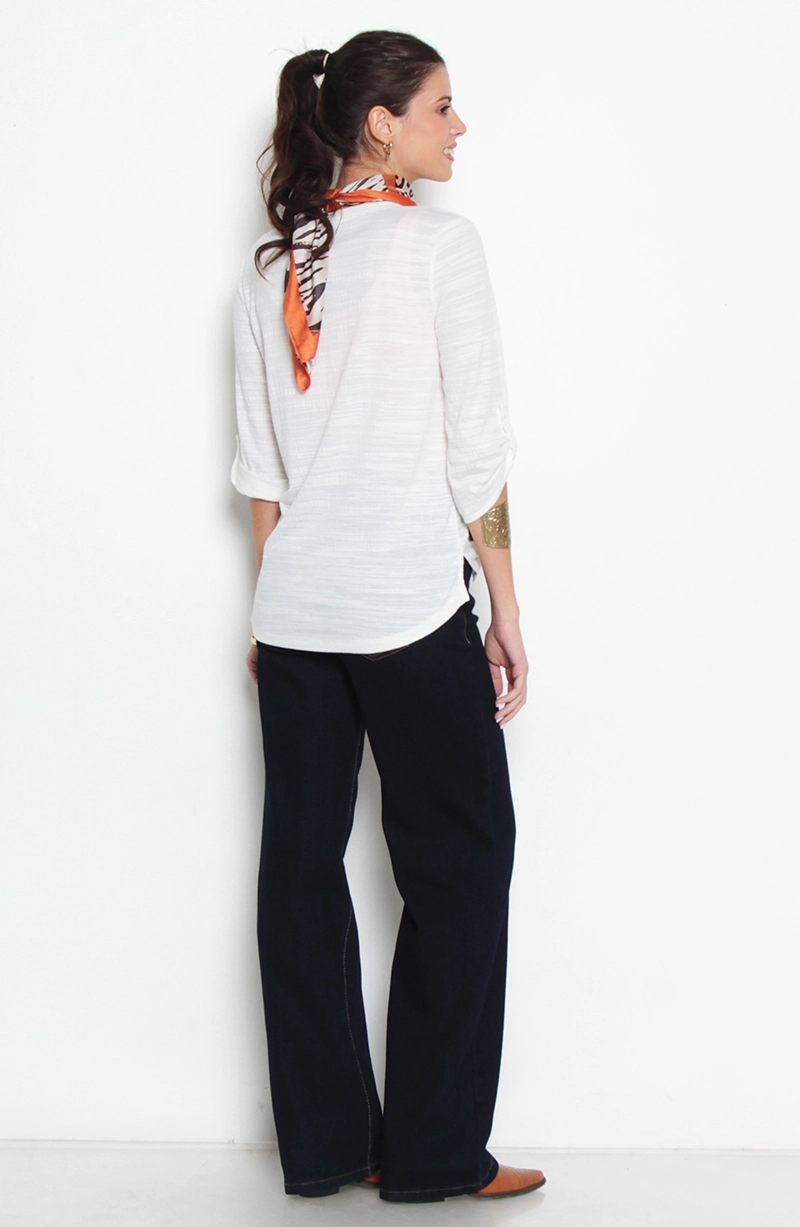 BLUSA MANGA 3/4 ABOTONADO EN DELANTERO CON BOLSILLO ESCOTE V - 7