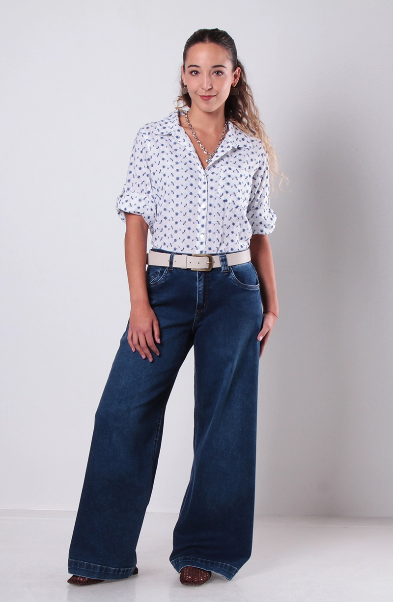 BLUSA MANGA 3/4 ABOTONADA EN DELANTERO CON BOLSILLO - 5