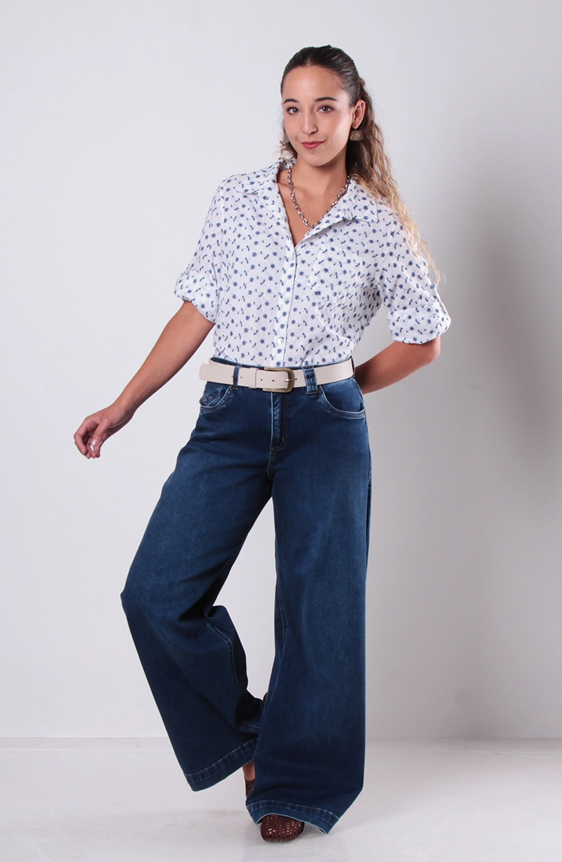 BLUSA MANGA 3/4 ABOTONADA EN DELANTERO CON BOLSILLO - 6