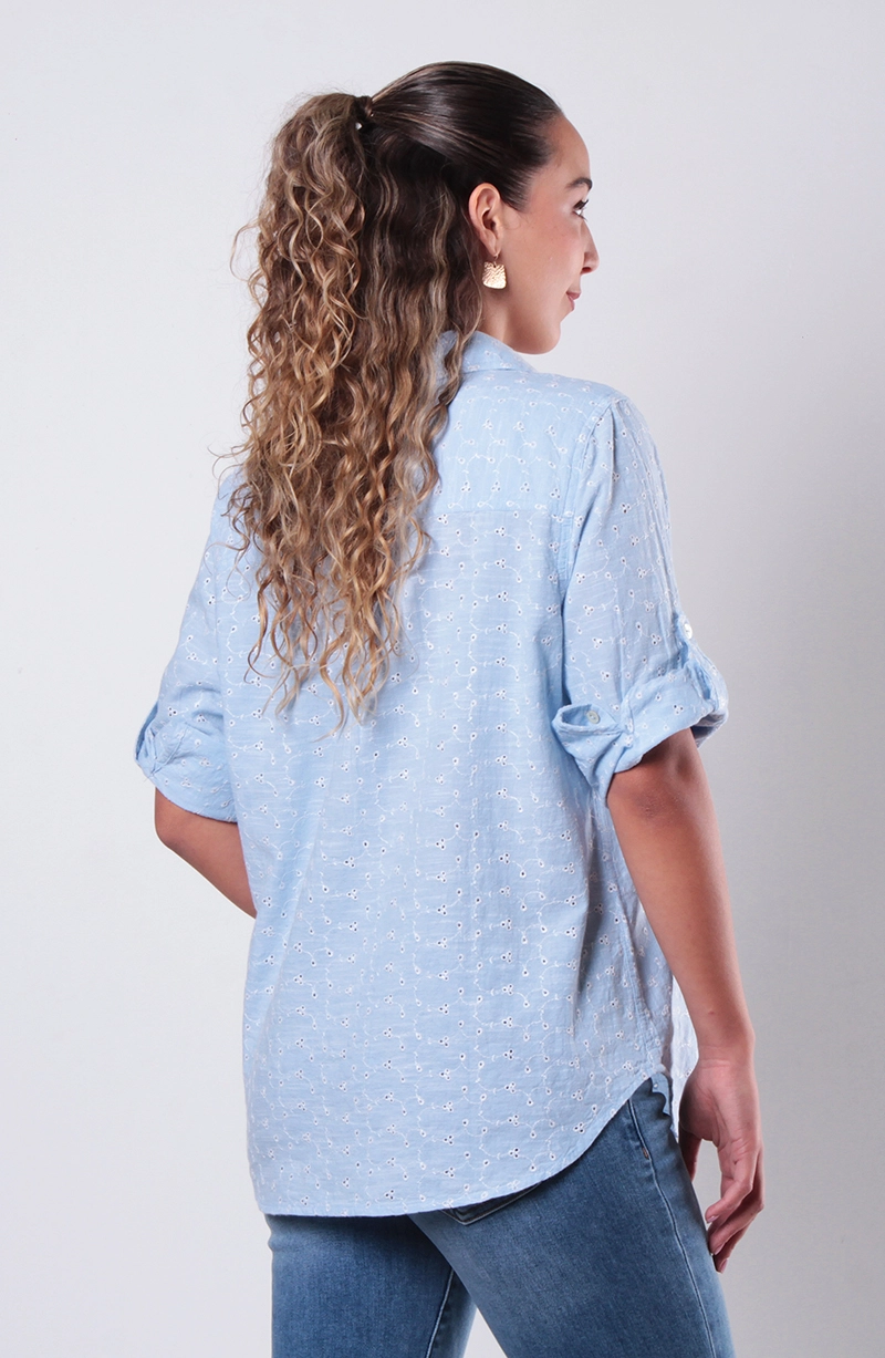 BLUSA MANGA 3/4 ABOTONADA EN DELANTERO CON BOLSILLO - 7